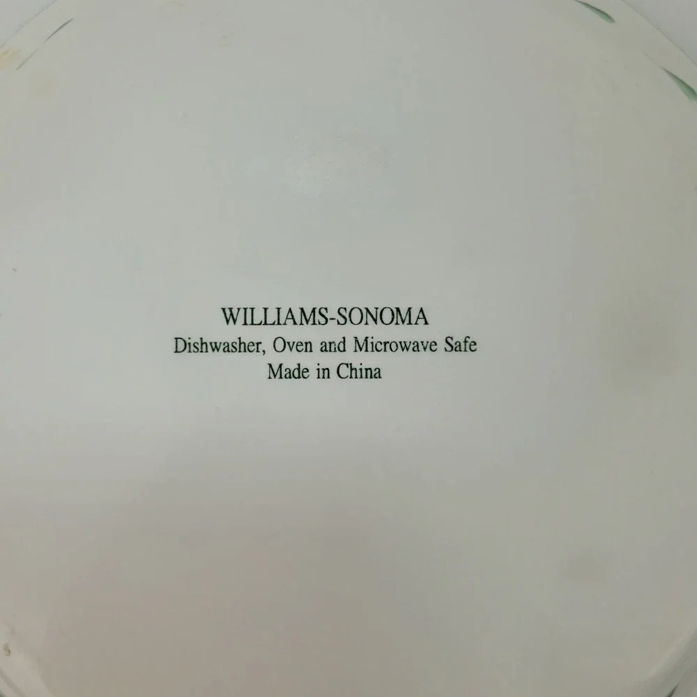Williams-Sonoma Lemon Ceramic Pie Plate Green Rim 10 inch